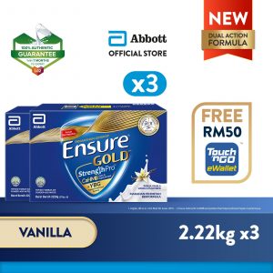 Ensure Gold Vanilla 2.22kg X3 FREE RM50 TnG E-wallet Voucher (Adult Complete Nutrition)