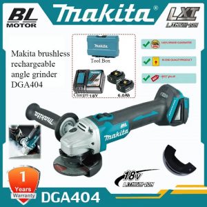 【Authentic product for sale】 2023 Hot Selling Makita DGA404 Lithium Battery Rechargeable Electric Grinder Brushless DC Industrial Grade High Speed 18v Slide Switch Heat Dissipation and Dustproof Free Battery Charger Toolbox