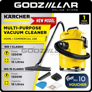 Karcher WD1 Classic Wet & Dry Multipurpose Vacuum Cleaner | Vacuum Kereta Vacum Rumah Vaccum Cleaner 吸尘机