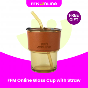 [NOT FOR SALE] FFM Online Glass Cup with Straw
