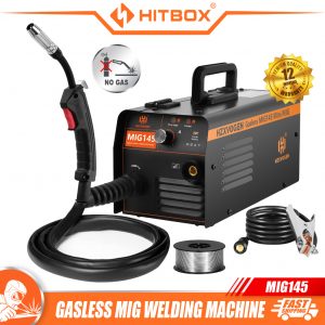 HITBOX Gas-less MIG Welding Machine MIG145 Synergy Control No Gas MIG Welding Set Fit 0.8/1.0mm Flux Core Wire