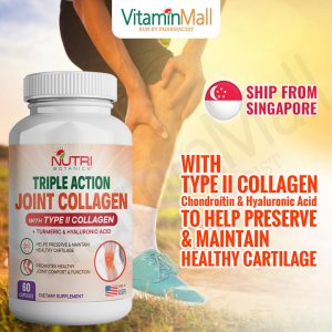 Nutri Botanics Triple Action Joint Collagen with Type II Collagen, Turmeric Curcumin & Hyaluronic Acid – 60 Capsules – Joint Health, Chondroitin, Vitamin C, Biotin, Healthy Cartilage, Cartilage Degradation