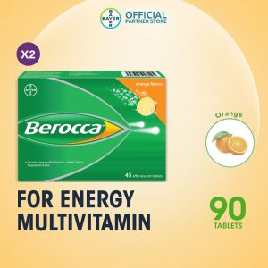 Berocca Orange Effervescent Tablets Multivitamin (2 packs x 45 tablets)