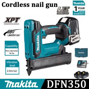 (100% original)Makita cordless nail gun DFN350 Nail Gun for wood Comes with 2 18V batteries Electric woodworking tools